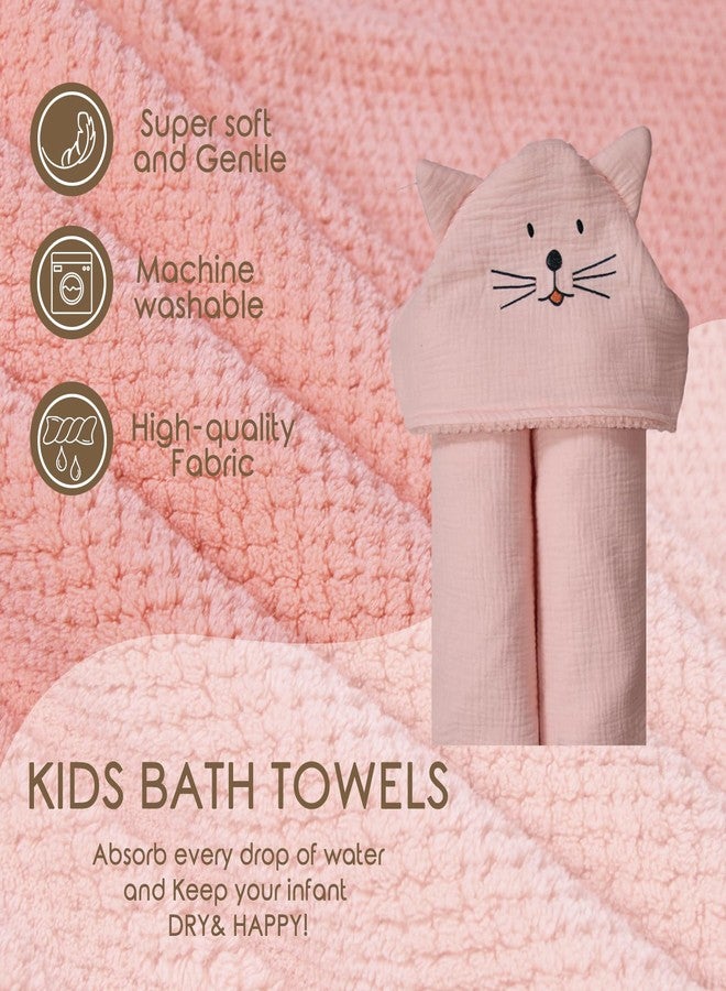 منشفة حمام دورملوني فائقة النعومة بغطاء رأس وبطانة من الفلانيل للأطفال الرضع والصغار، 55 × 25 بوصة، مناشف دافئة ماصة للأطفال (تصميم قطة) - Image 4